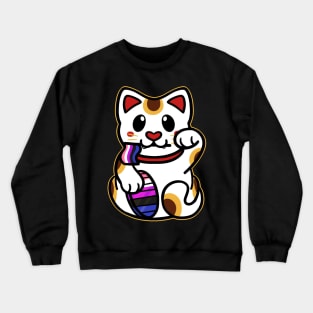 LGBTQ+ Pride Lucky Cat - Genderfluid Crewneck Sweatshirt